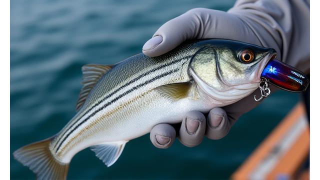 ルアーで釣られた東京湾のシーバス